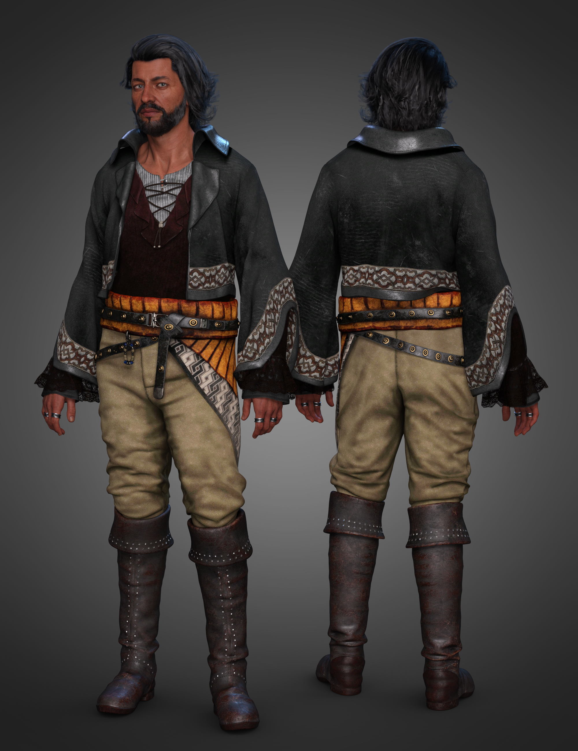 dForce Corsican Raider Outfit for Genesis 8 and 8.1 Males by: MadaShox-Design, 3D Models by Daz 3D