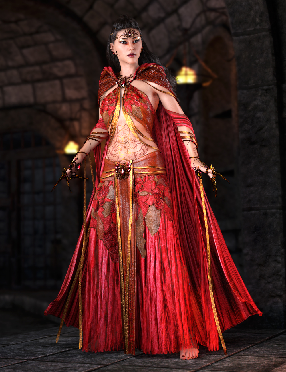 dForce Steelwitch Outfit Add-on for Genesis 8 and 8.1 Female by: ArkiShox-Design, 3D Models by Daz 3D