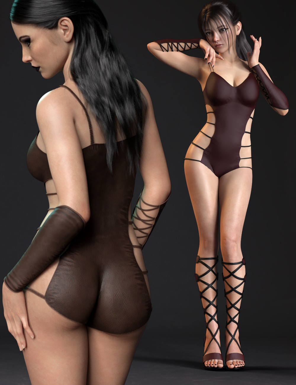 Strappy Suit Set for Genesis 8 and 8.1 Females by: Mytilus3dLab, 3D Models by Daz 3D