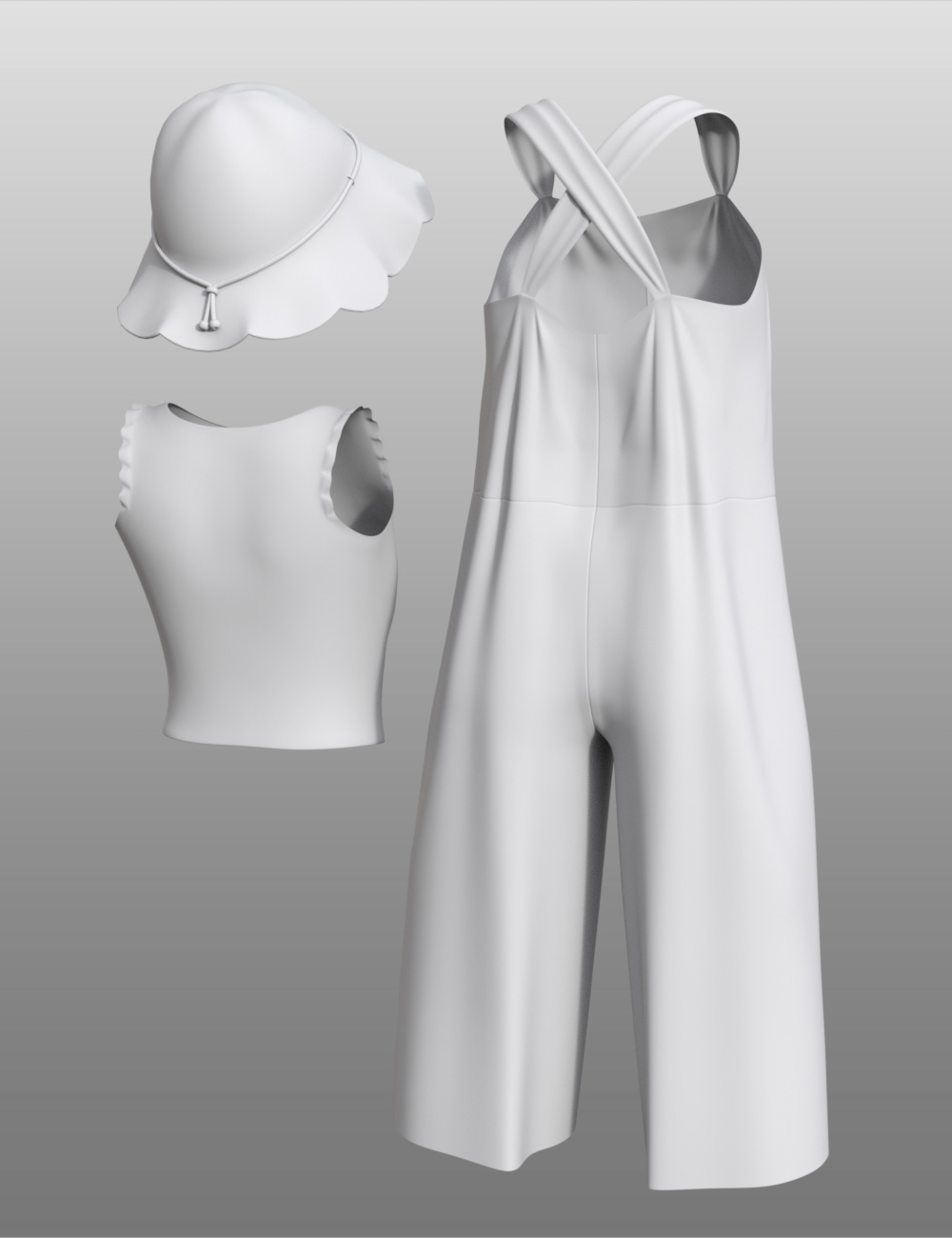 dForce Petite Style Soft Salopette and Sketch Set for Genesis 8 Females by: elleque, 3D Models by Daz 3D