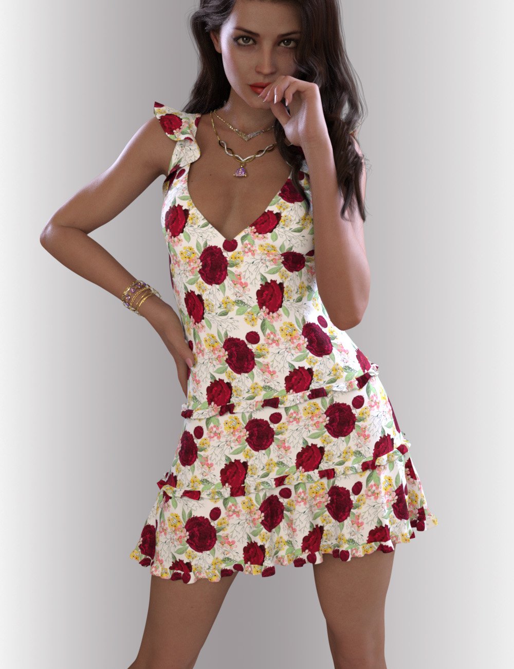 dForce Skyler Dress Outfit for Genesis 8.1 Females by: OnnelArryn, 3D Models by Daz 3D