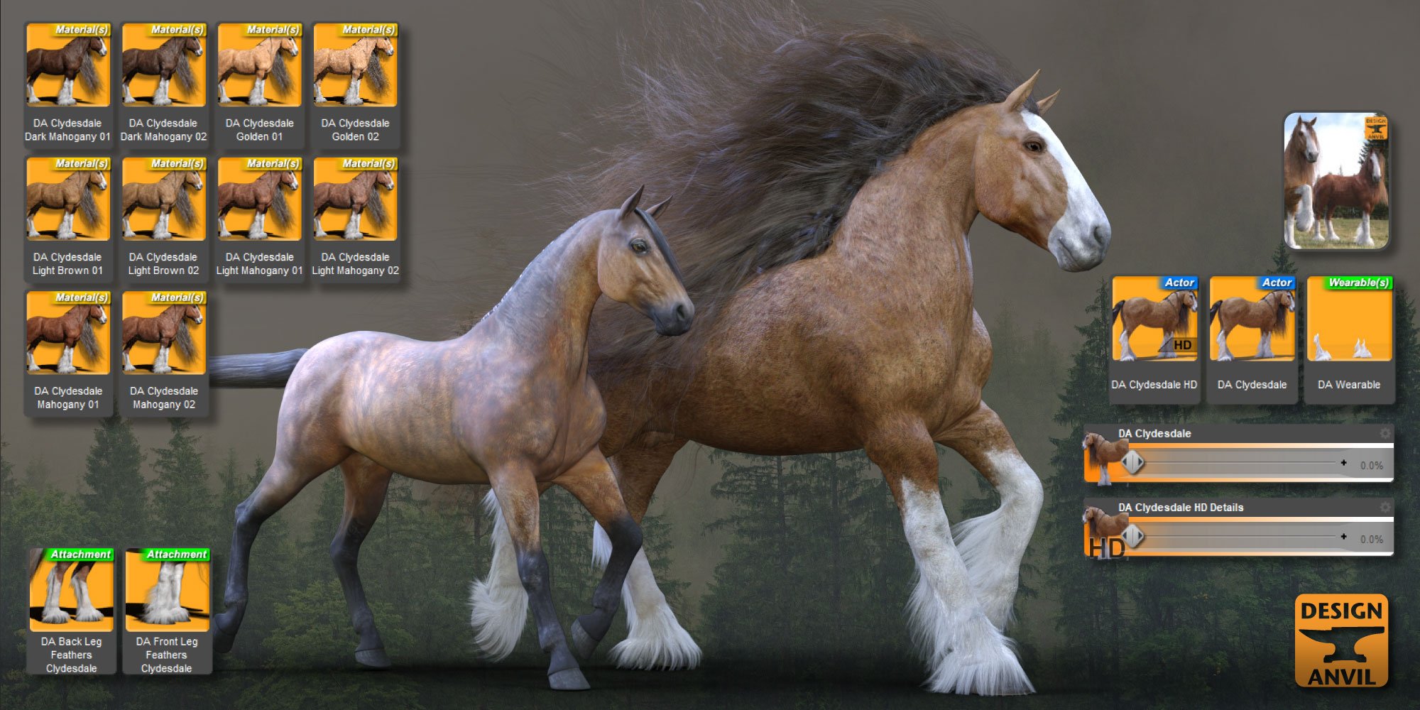 DA Clydesdale for Daz Horse 2 by: Design Anvil, 3D Models by Daz 3D