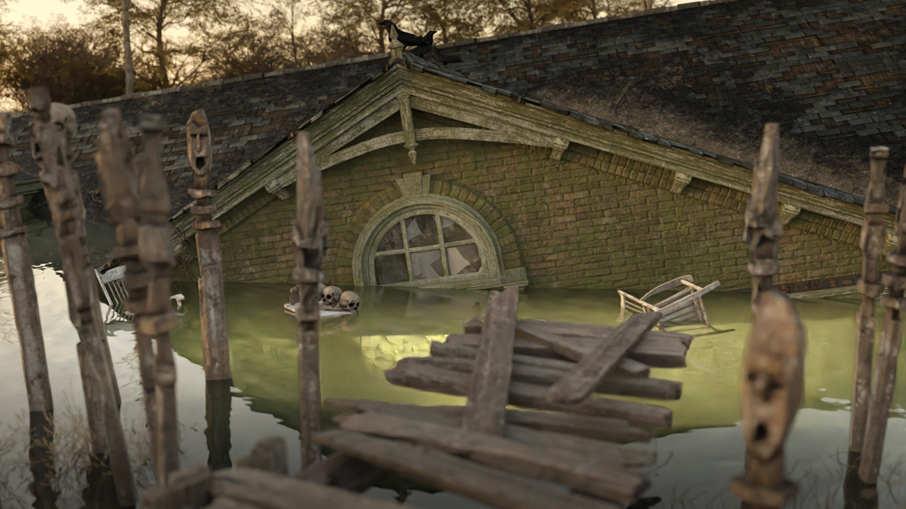 Albert Mansion Sunken Add-on by: Marshian, 3D Models by Daz 3D