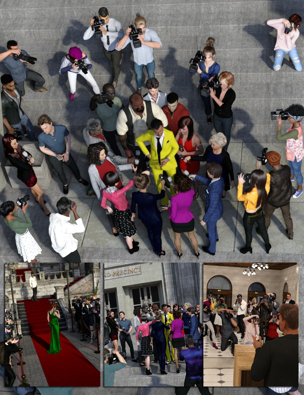 Now-Crowd Billboards - Paparazzi Bundle by: RiverSoft Art, 3D Models by Daz 3D