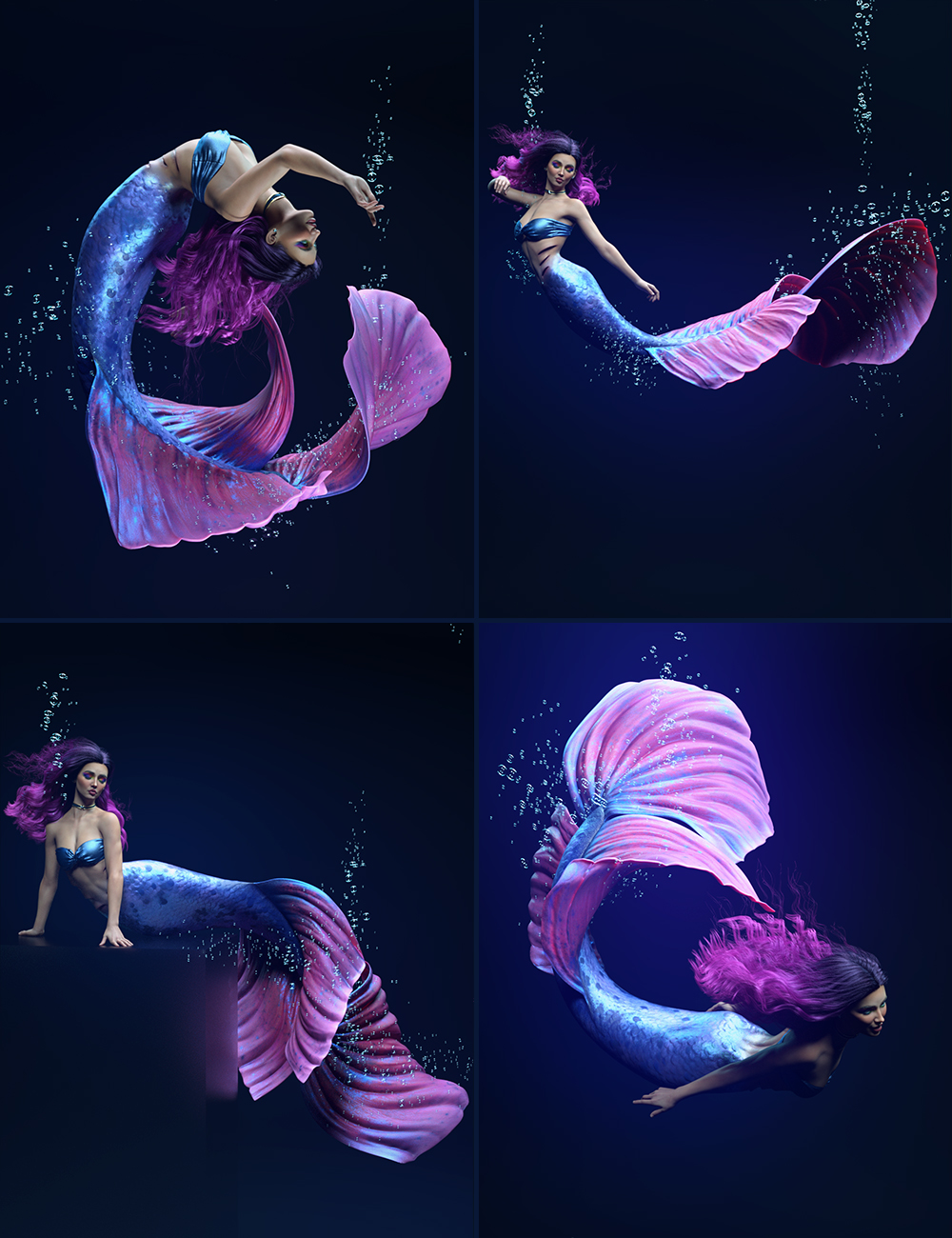 Aqua Dreams Poses and Expressions for Coral 8.1 and Zale 8.1 by: 3D Sugar, 3D Models by Daz 3D