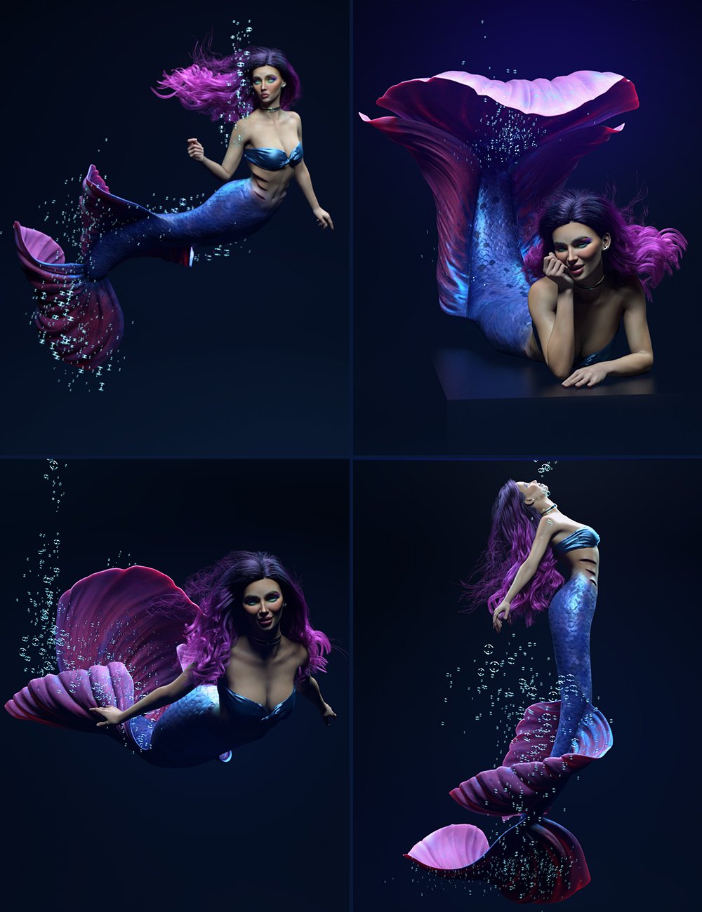 Aqua Dreams Poses and Expressions for Coral 8.1 and Zale 8.1 by: 3D Sugar, 3D Models by Daz 3D