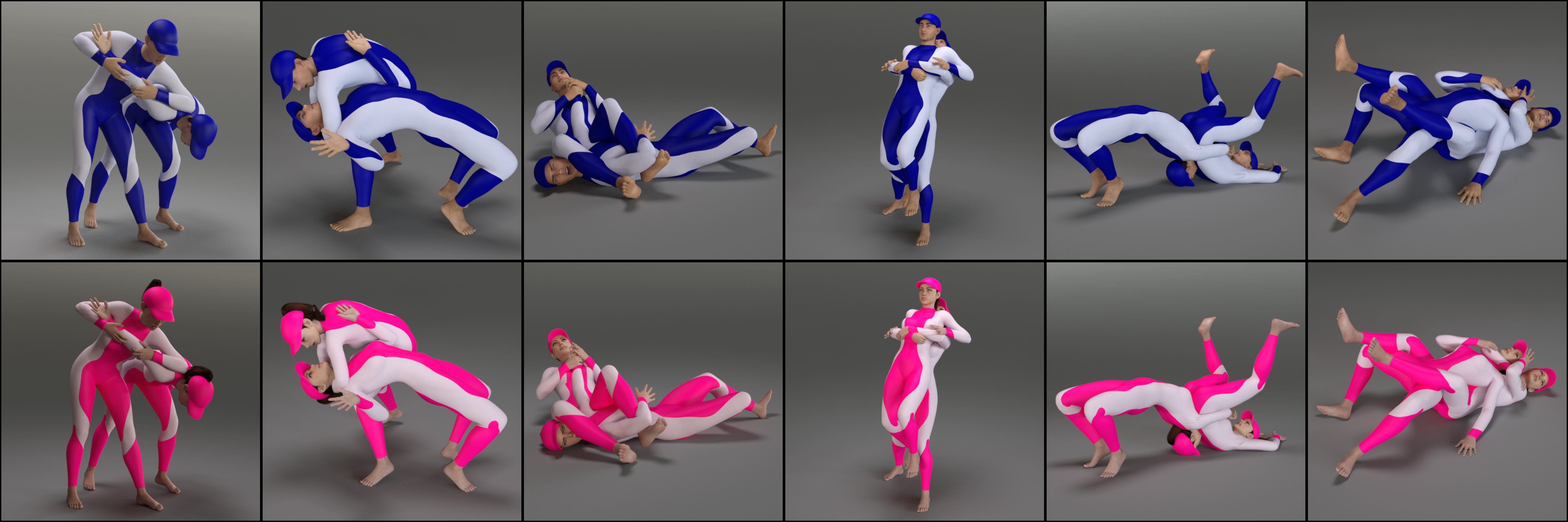 Grappling Poses Volume 3 for Genesis 8 and 8.1 by: atrilliongames, 3D Models by Daz 3D