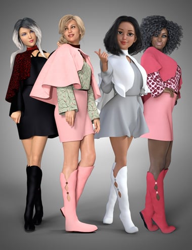 dForce Cape Dress for Genesis 8 Female by: PoisenedLily, 3D Models by Daz 3D