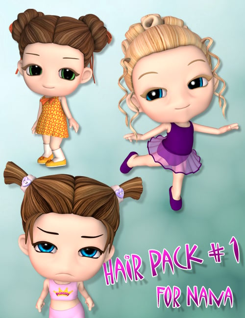 Hair Pack 1 for Nana by: , 3D Models by Daz 3D