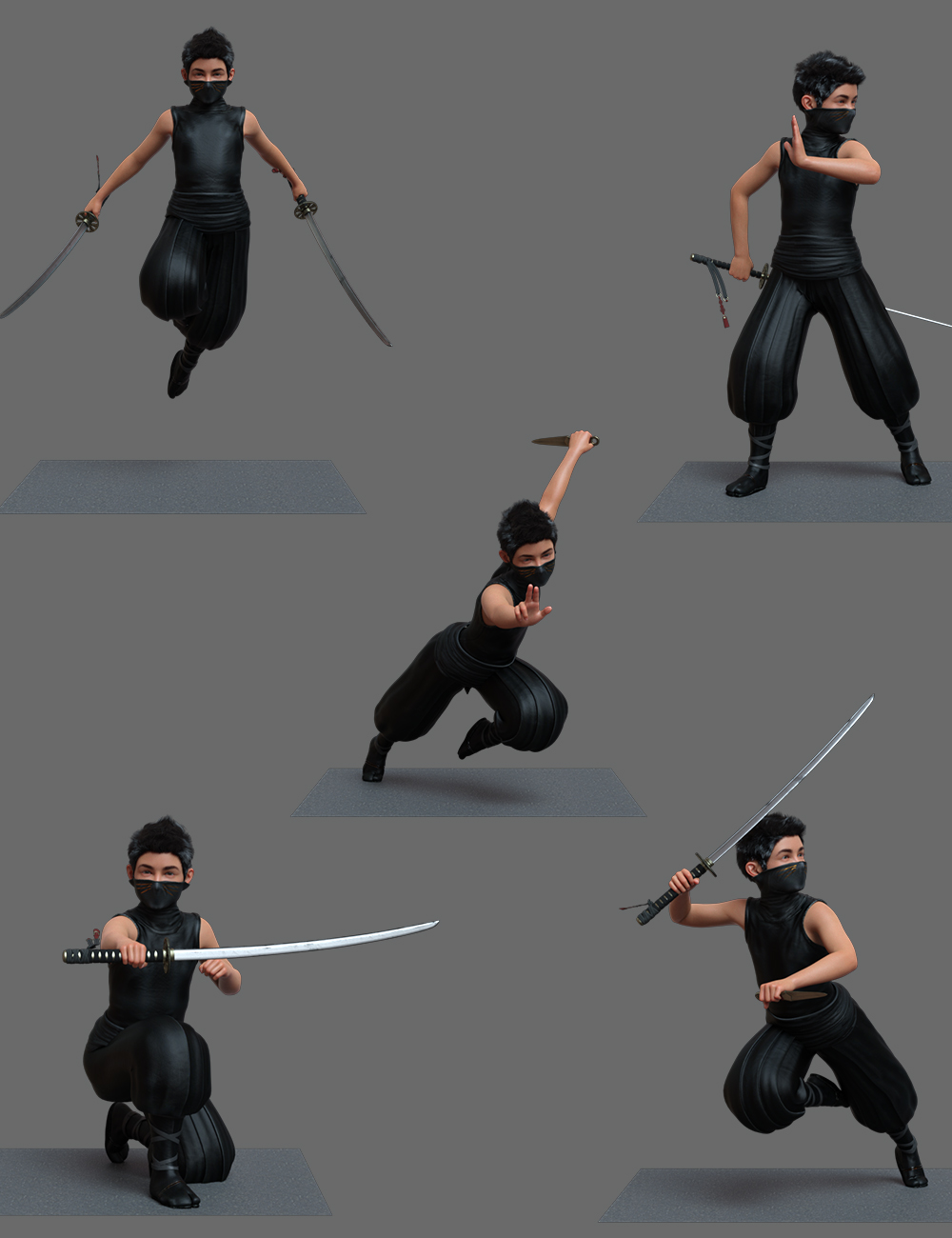 Little Ninja Poses for Kayden HD 8.1 by: Ensary, 3D Models by Daz 3D