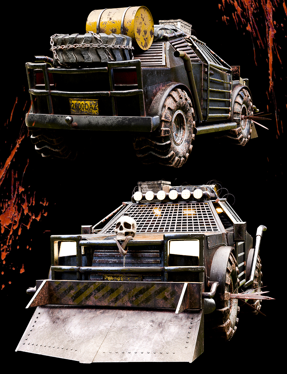 Wasteland Post Apocalyptic Car by: Matari3D, 3D Models by Daz 3D
