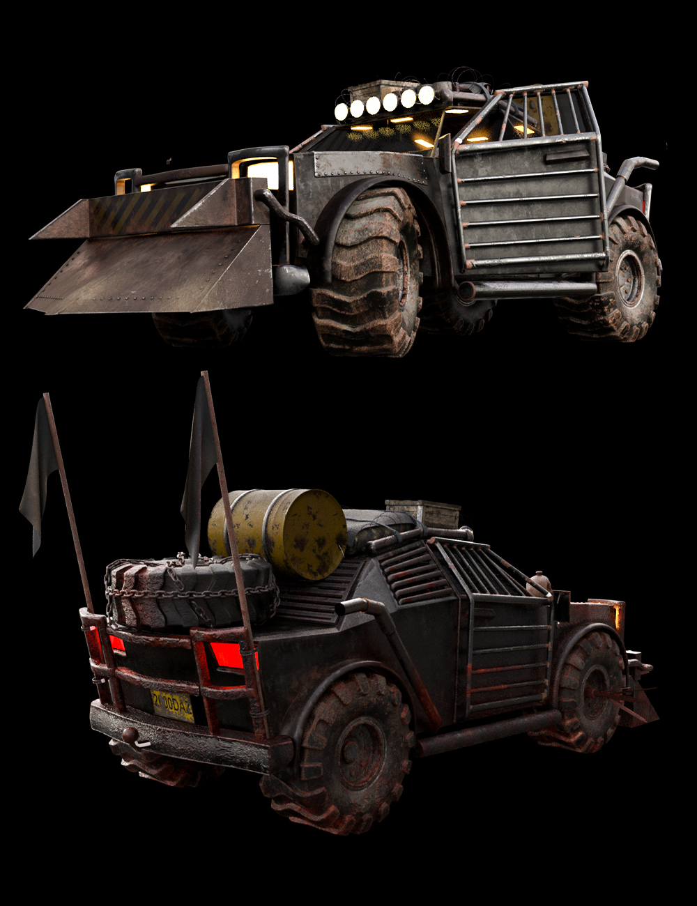 Wasteland Post Apocalyptic Car by: Matari3D, 3D Models by Daz 3D
