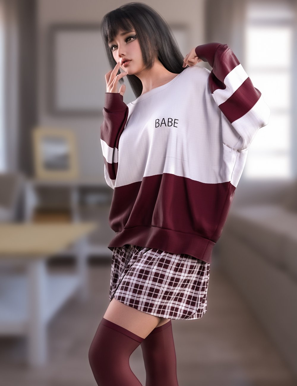 dForce Sweet Girl Outfit for Genesis 8 and 8.1 Females by: fefecoolyellow, 3D Models by Daz 3D