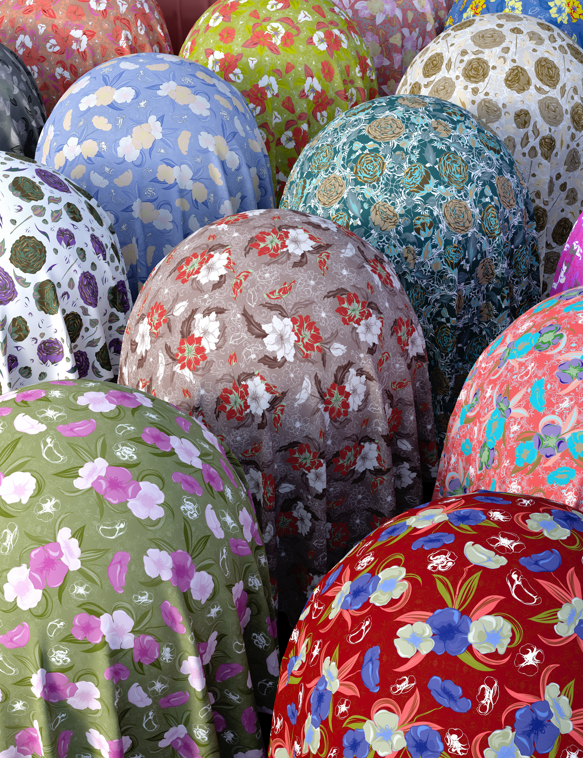 Summer Floral Fabric Iray Shaders by: Nelmi, 3D Models by Daz 3D