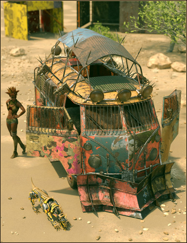 Retro Camper Van Apocalypse Add-On by: ForbiddenWhispersDavid Brinnen, 3D Models by Daz 3D