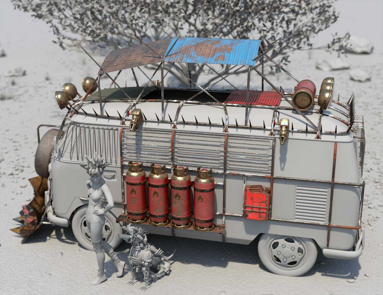 Retro Camper Van Apocalypse Add-On by: ForbiddenWhispersDavid Brinnen, 3D Models by Daz 3D