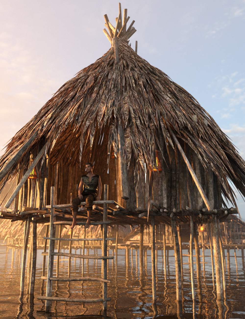 Reed Huts 1 by: Enterables, 3D Models by Daz 3D