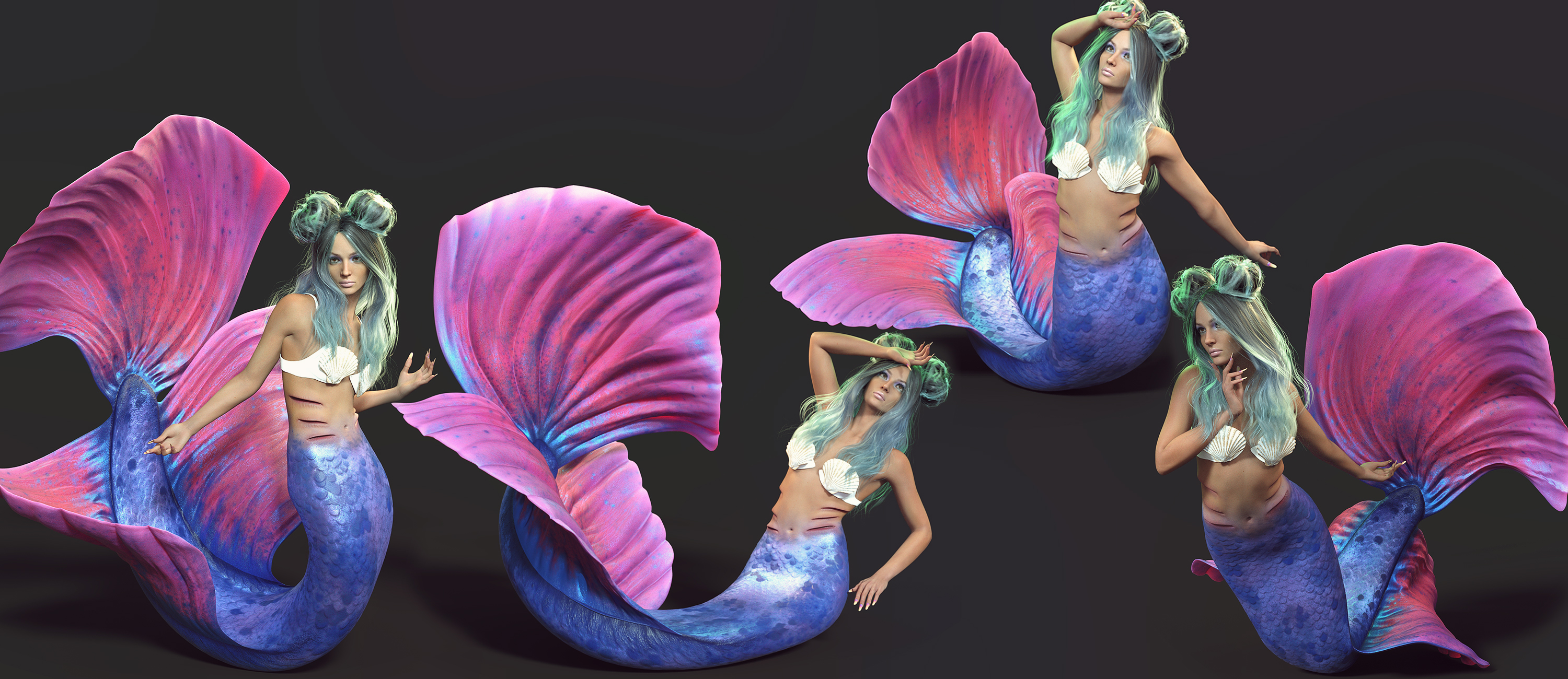 GF Mermaid Fantasy Poses for Zale 8.1 and Coral 8.1 by: Nirvana, 3D Models by Daz 3D