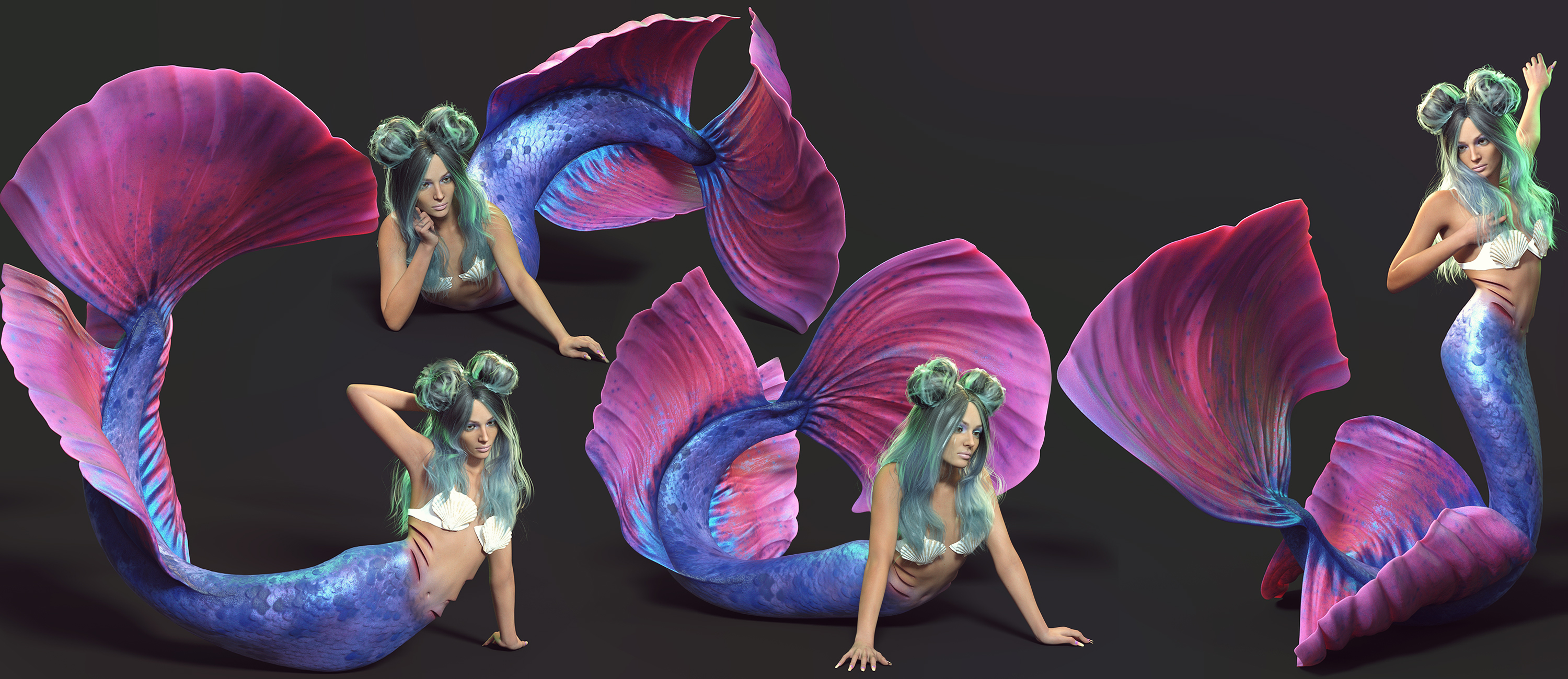 GF Mermaid Fantasy Poses for Zale 8.1 and Coral 8.1 by: Nirvana, 3D Models by Daz 3D