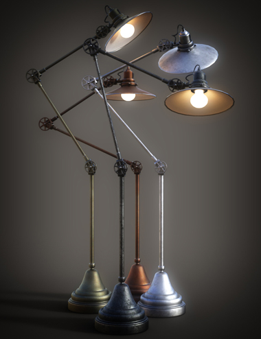B.E.T.T.Y. Adjustable Floor Lamps by: B.E.T.T.Y, 3D Models by Daz 3D
