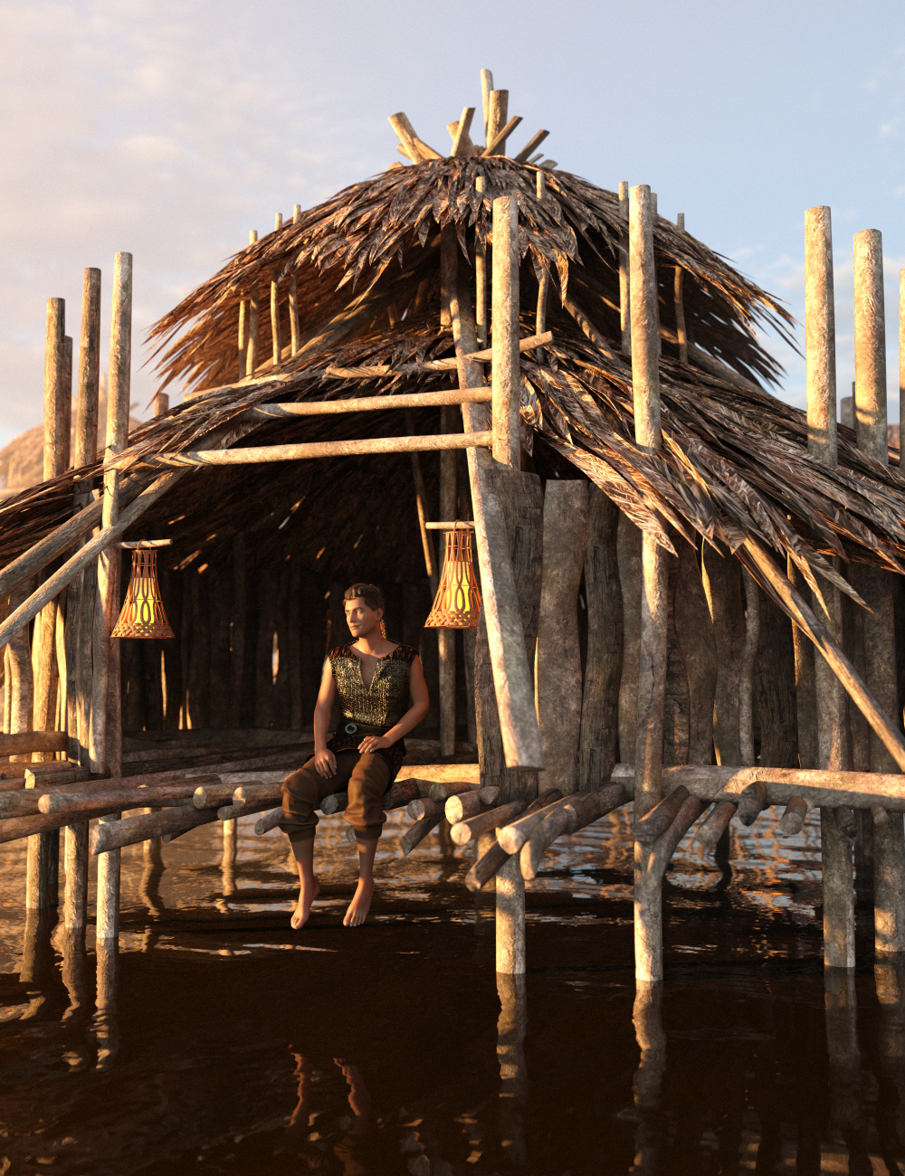 Reed Huts 2 by: Enterables, 3D Models by Daz 3D