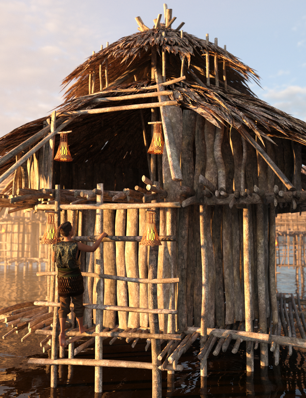 Reed Huts 2 by: Enterables, 3D Models by Daz 3D