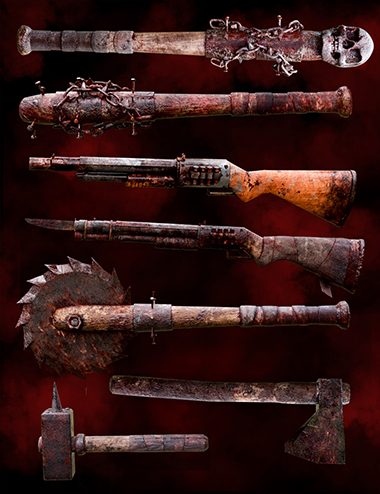 Zombie Weapons Set by: Matari3D, 3D Models by Daz 3D