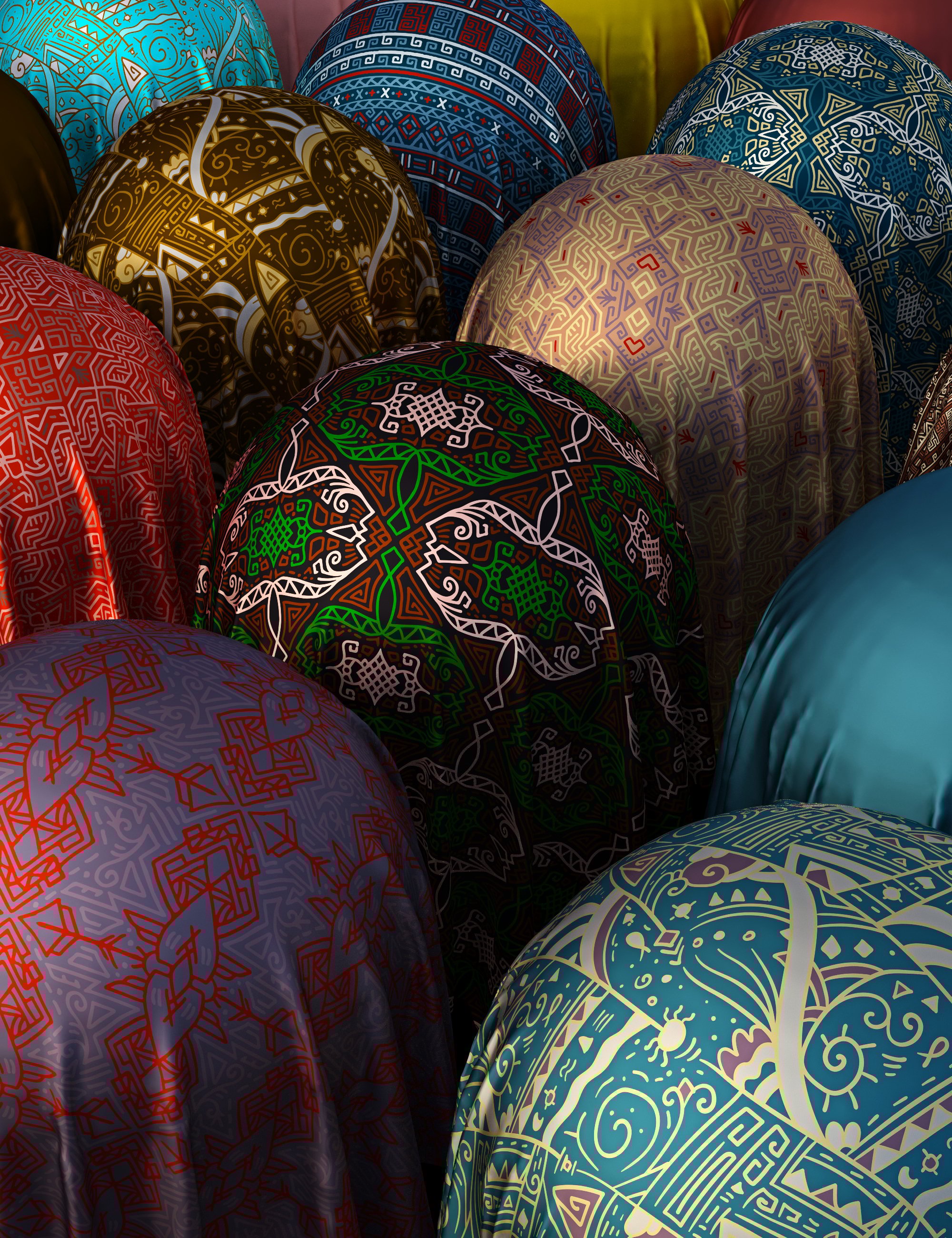Tribal Silk Fabric Iray Shaders by: Nelmi, 3D Models by Daz 3D