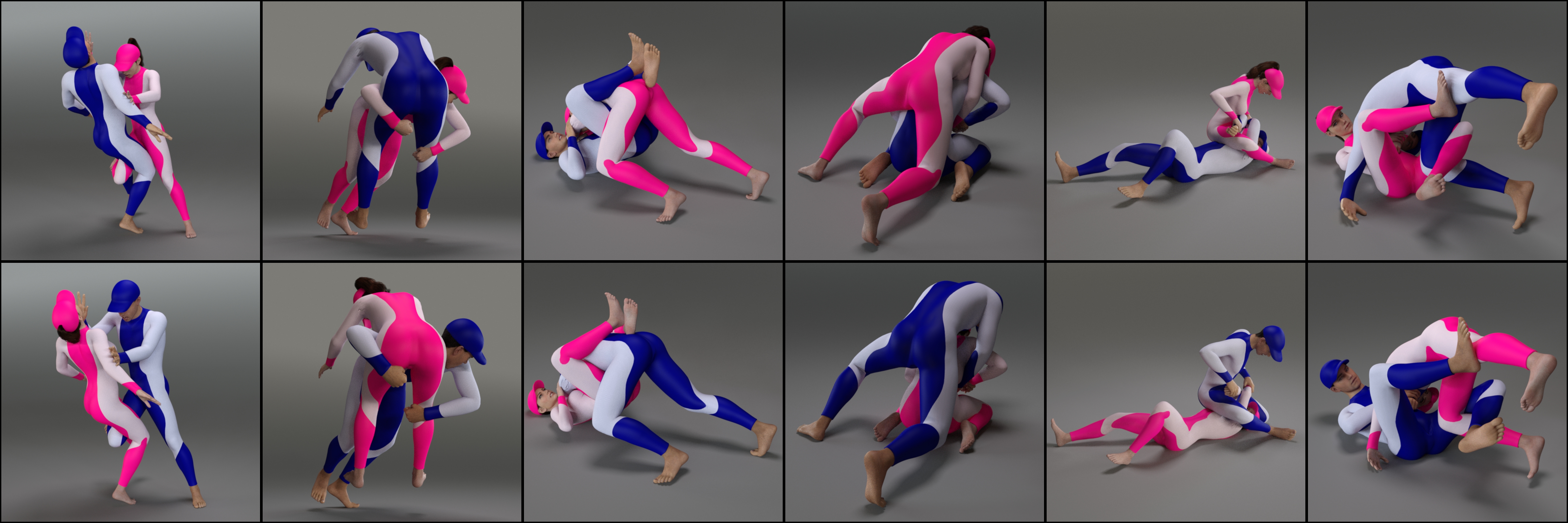 Grappling Poses Volume 4 for Genesis 8 and 8.1 by: atrilliongames, 3D Models by Daz 3D