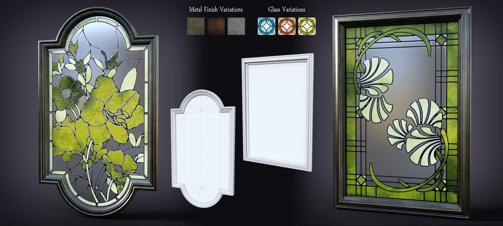B.E.T.T.Y. Stained Glass Mirrors B.E.T.T.Y. Stained Glass Mirrors by: B.E.T.T.Y, 3D Models by Daz 3D
