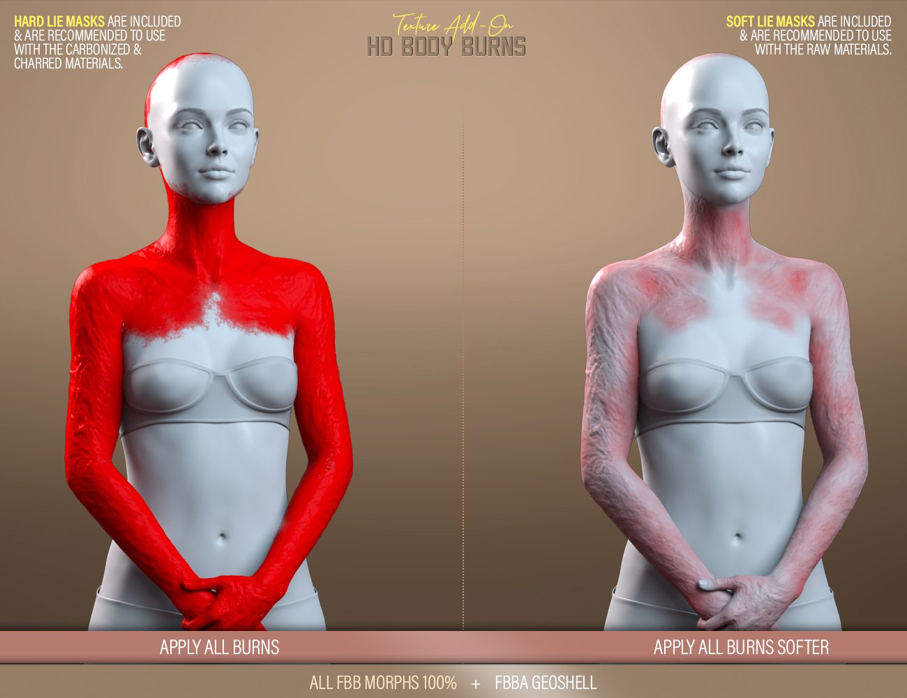 HD Body Burns Add-On for Genesis 8 and 8.1 Females by: FenixPhoenixEsid, 3D Models by Daz 3D