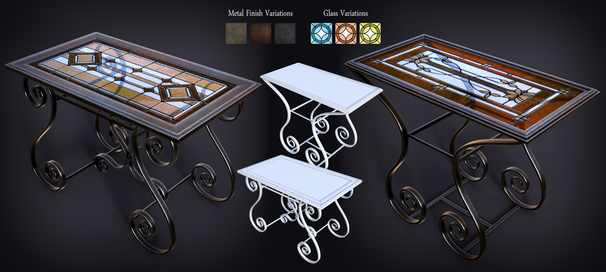 B.E.T.T.Y. Stained Glass Tables by: B.E.T.T.Y, 3D Models by Daz 3D