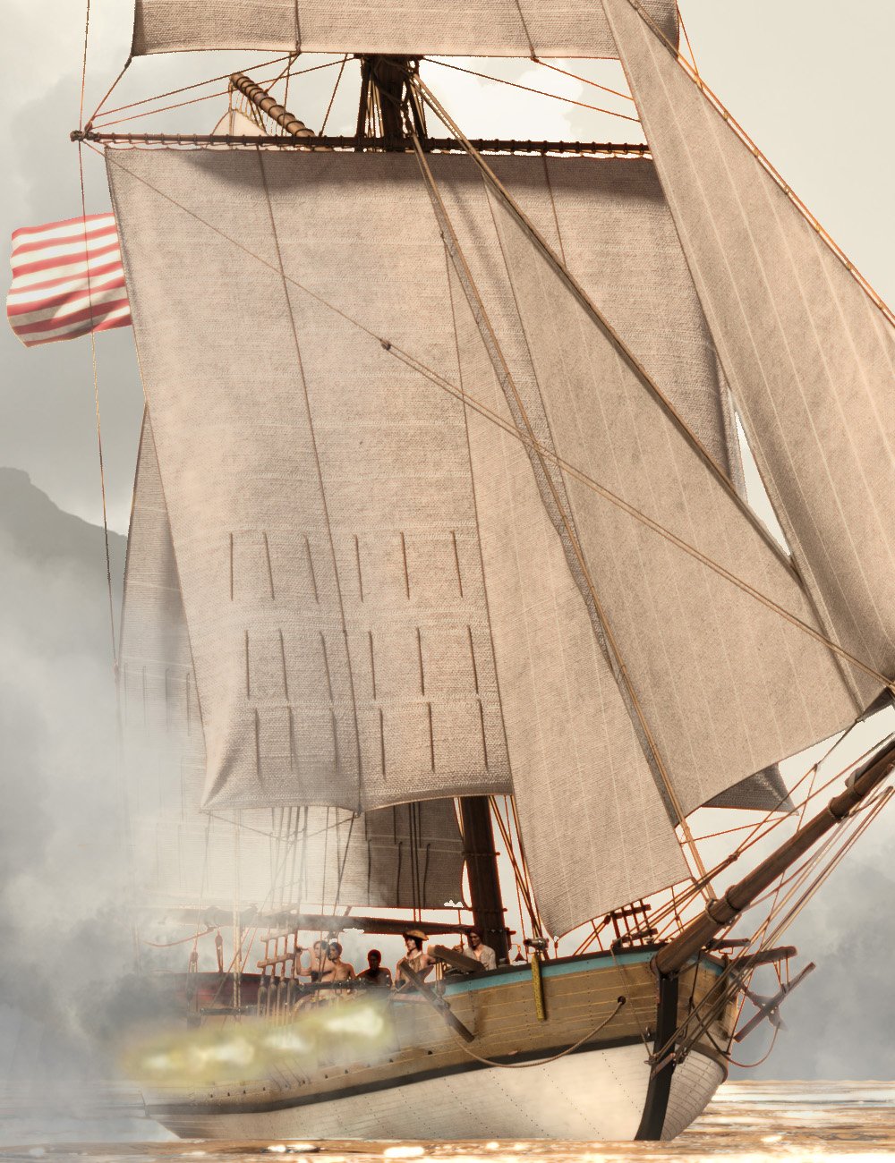 Armed Virginia Sloop by: 3djoji, 3D Models by Daz 3D