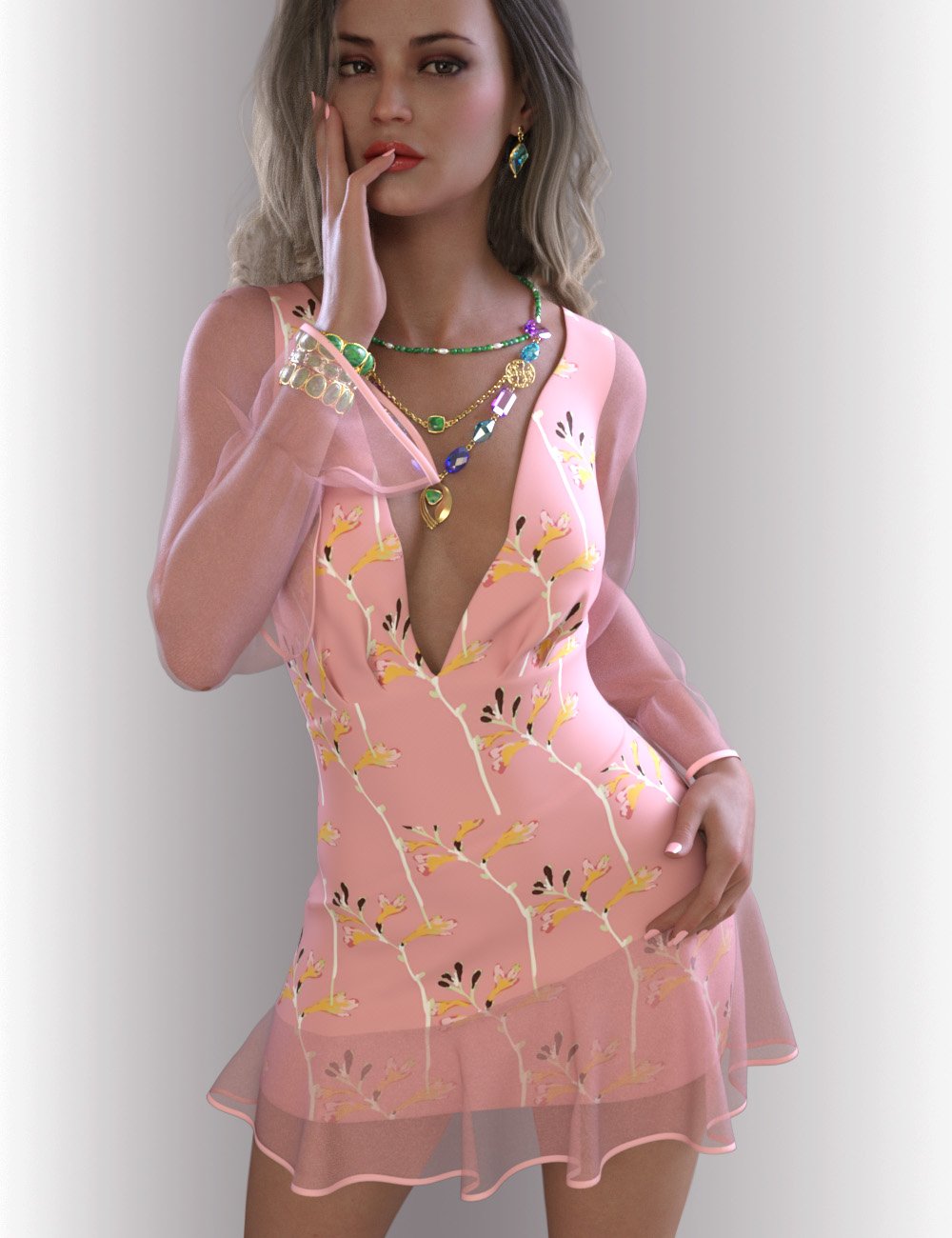 dForce Iris Dress Outfit for Genesis 8.1 Females by: OnnelArryn, 3D Models by Daz 3D