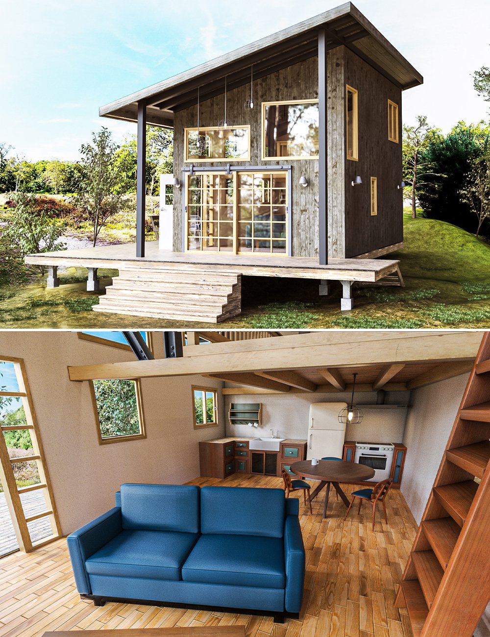 Hill Top Cabin by: clacydarch, 3D Models by Daz 3D