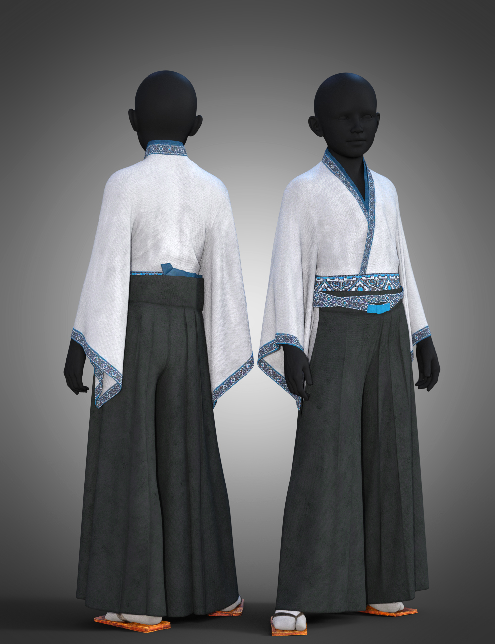 dForce Hakama and Kimono Outfit Textures by: Shox-Design, 3D Models by Daz 3D