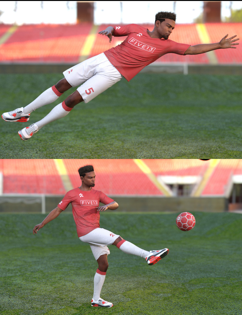 Kickabout Soccer Ball and Poses for Genesis 8 and 8.1 Male and Female by: Five13, 3D Models by Daz 3D