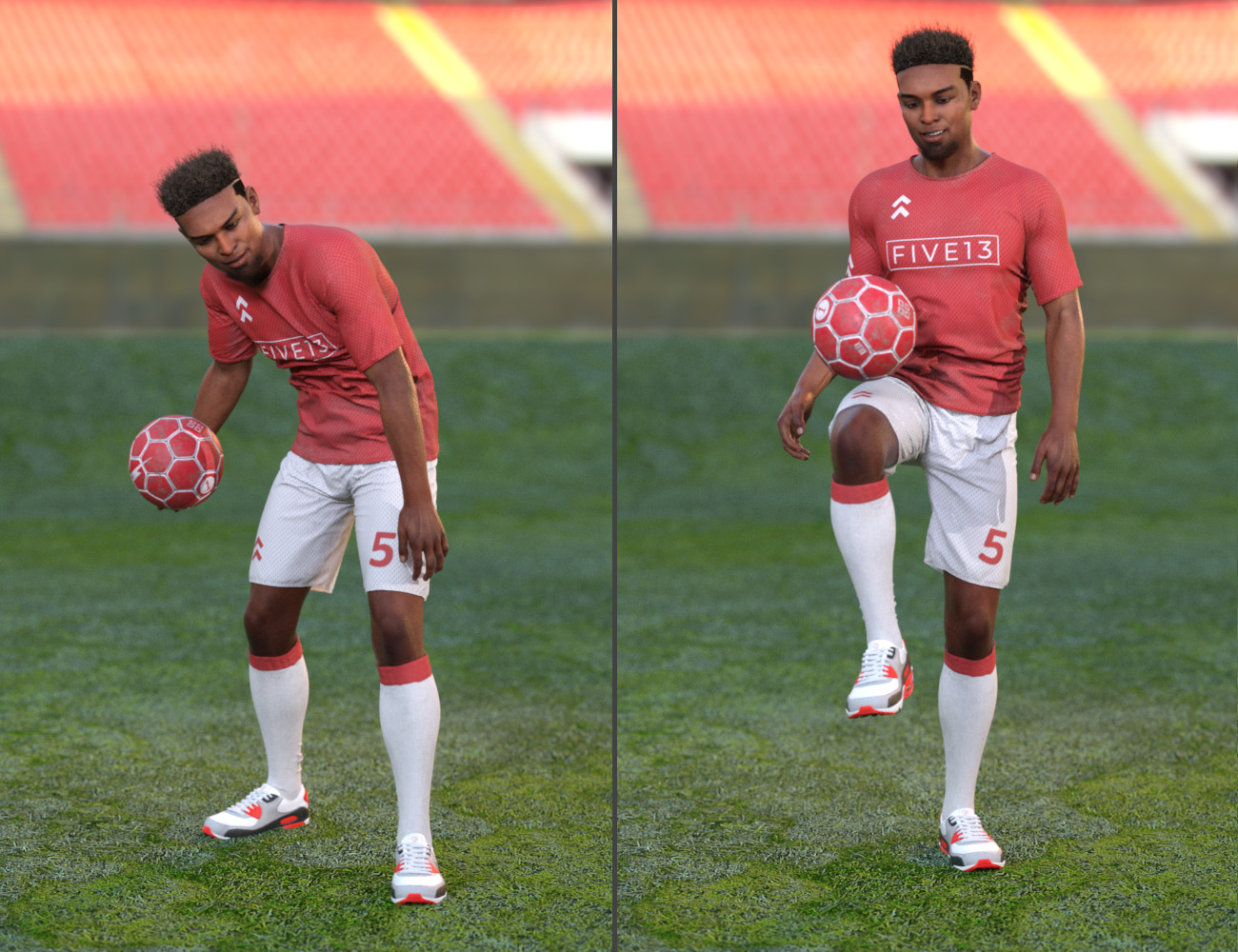 Kickabout Soccer Ball and Poses for Genesis 8 and 8.1 Male and Female by: Five13, 3D Models by Daz 3D