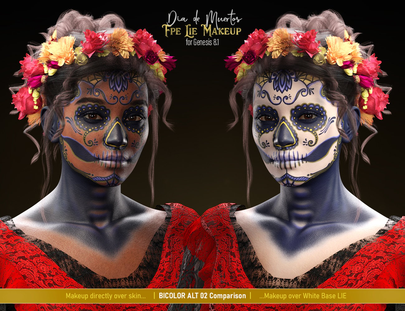 FPE Dia de los Muertos LIE Makeup for Genesis 8.1 | Daz 3D