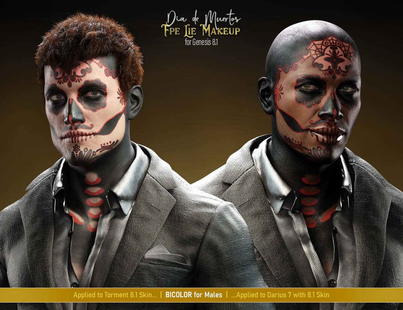 FPE Dia de los Muertos LIE Makeup for Genesis 8.1 FPE Dia de los Muertos LIE Makeup for Genesis 8.1 by: FenixPhoenixEsid, 3D Models by Daz 3D