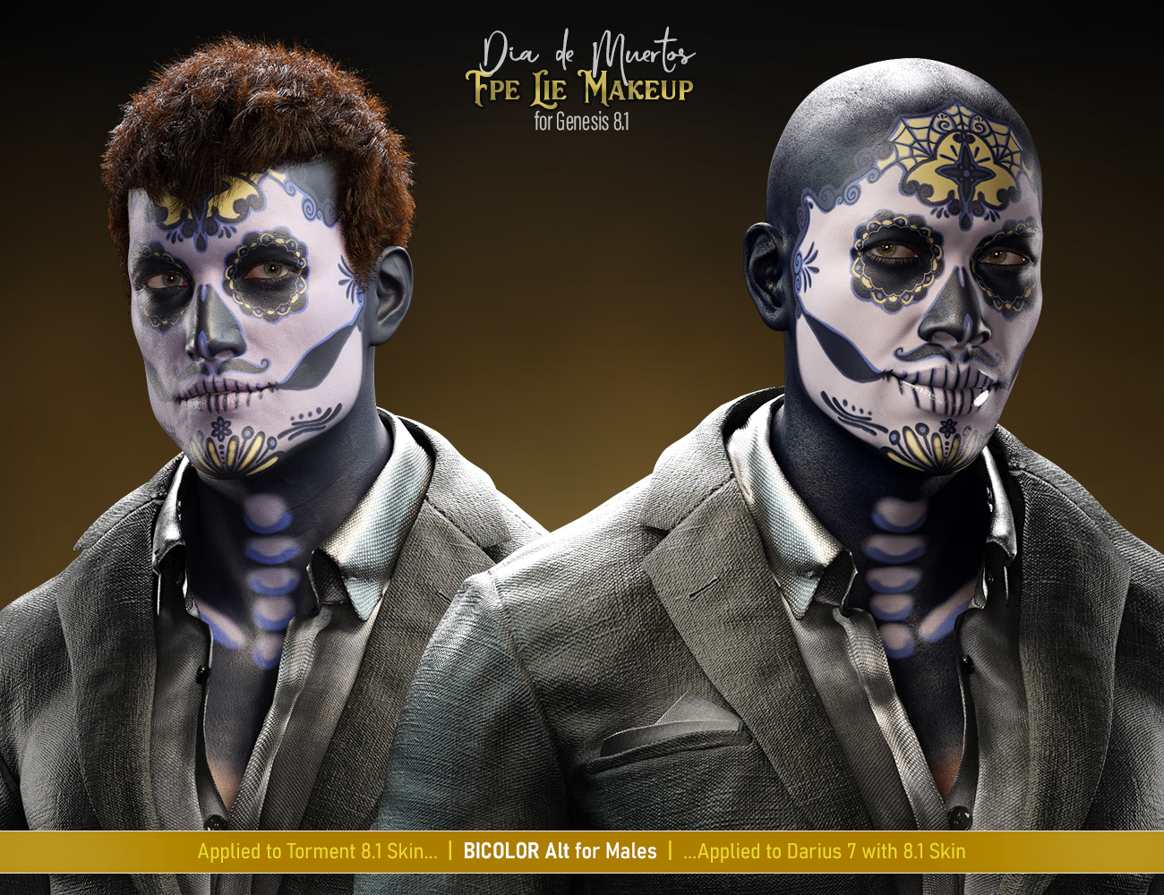 FPE Dia de los Muertos LIE Makeup for Genesis 8.1 FPE Dia de los Muertos LIE Makeup for Genesis 8.1 by: FenixPhoenixEsid, 3D Models by Daz 3D