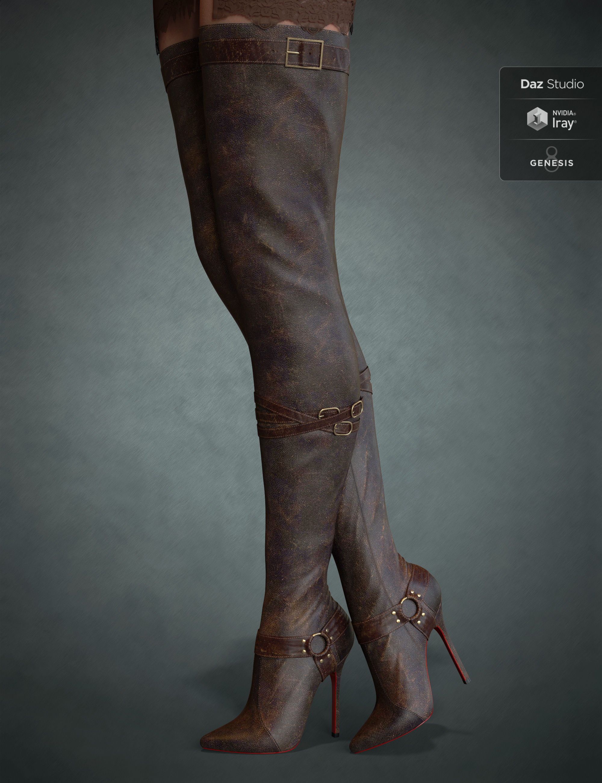 Vertigo High Heel Boots for Genesis 3, 8 and 8.1 Females by: PrefoX, 3D Models by Daz 3D