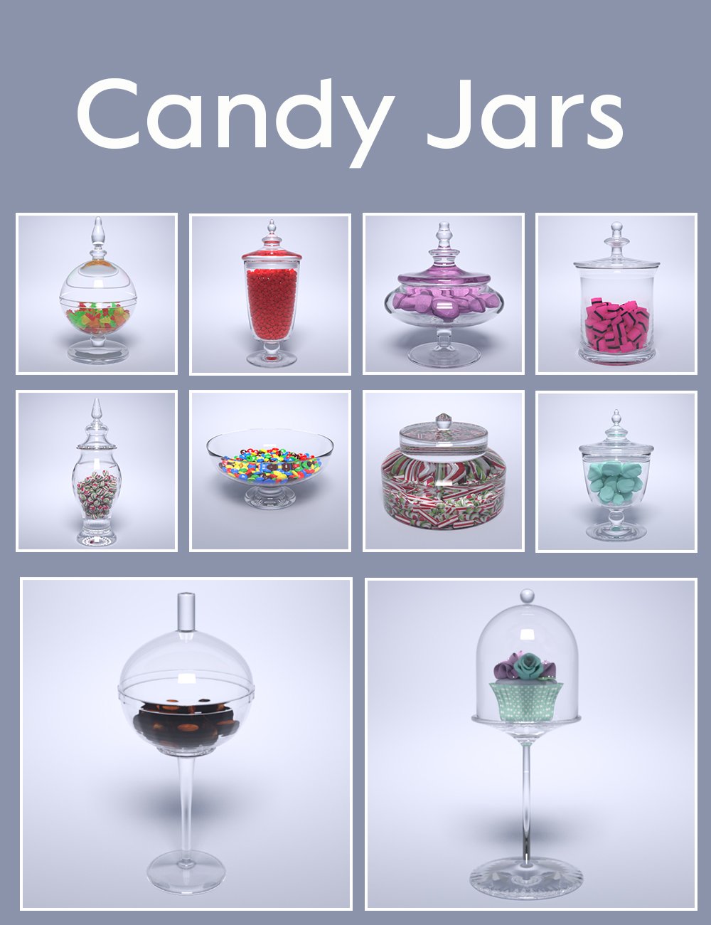 Glass Jars Collection Glass Jars Collection by: 3DStyle, 3D Models by Daz 3D