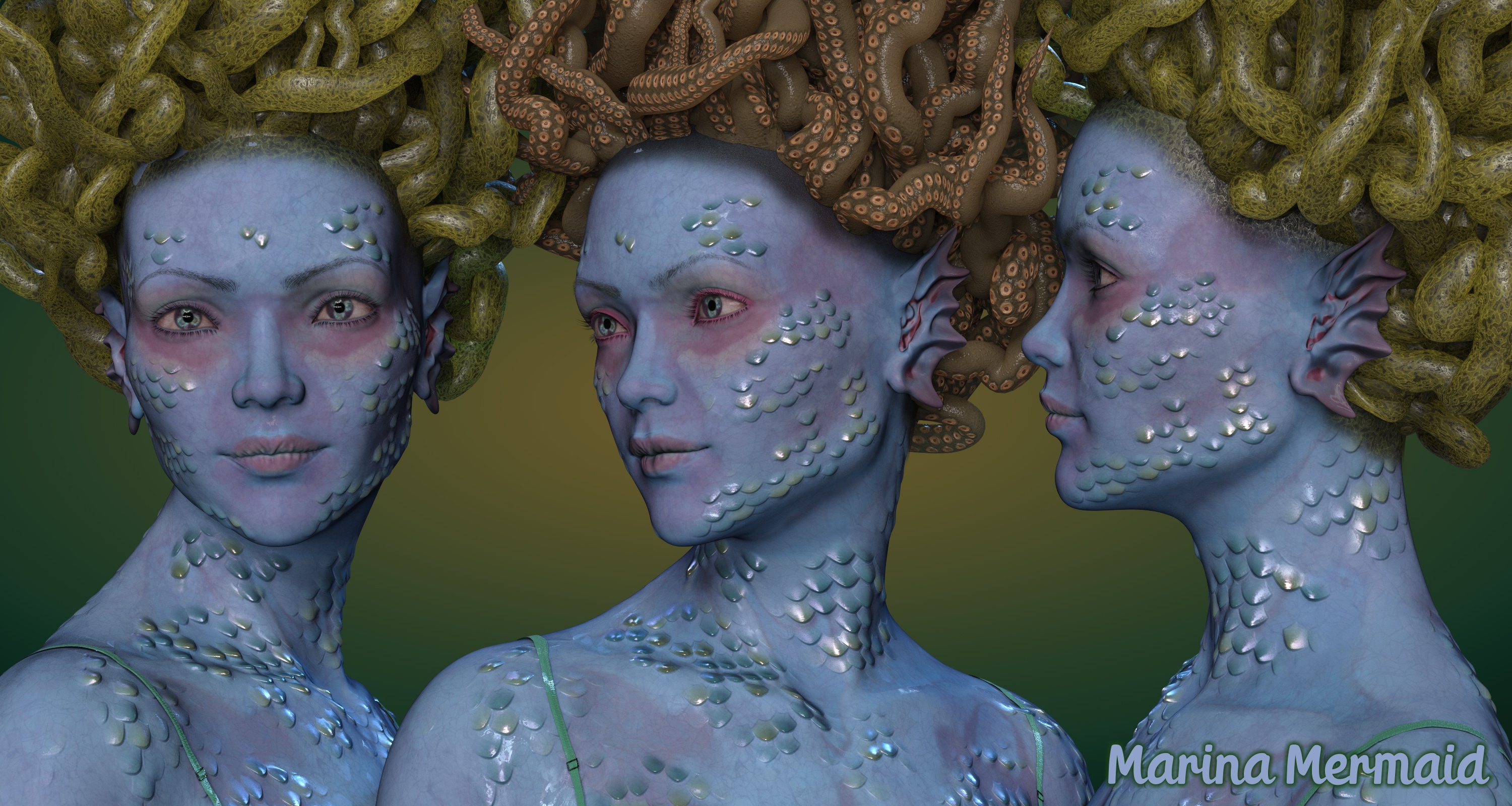 Marina Mermaid Triplet for Genesis 8.1 Female and Coral 8.1 Tail Marina Mermaid Triplet for Genesis 8.1 Female and Coral 8.1 Tail by: 3D-GHDesignAe Ti, 3D Models by Daz 3D