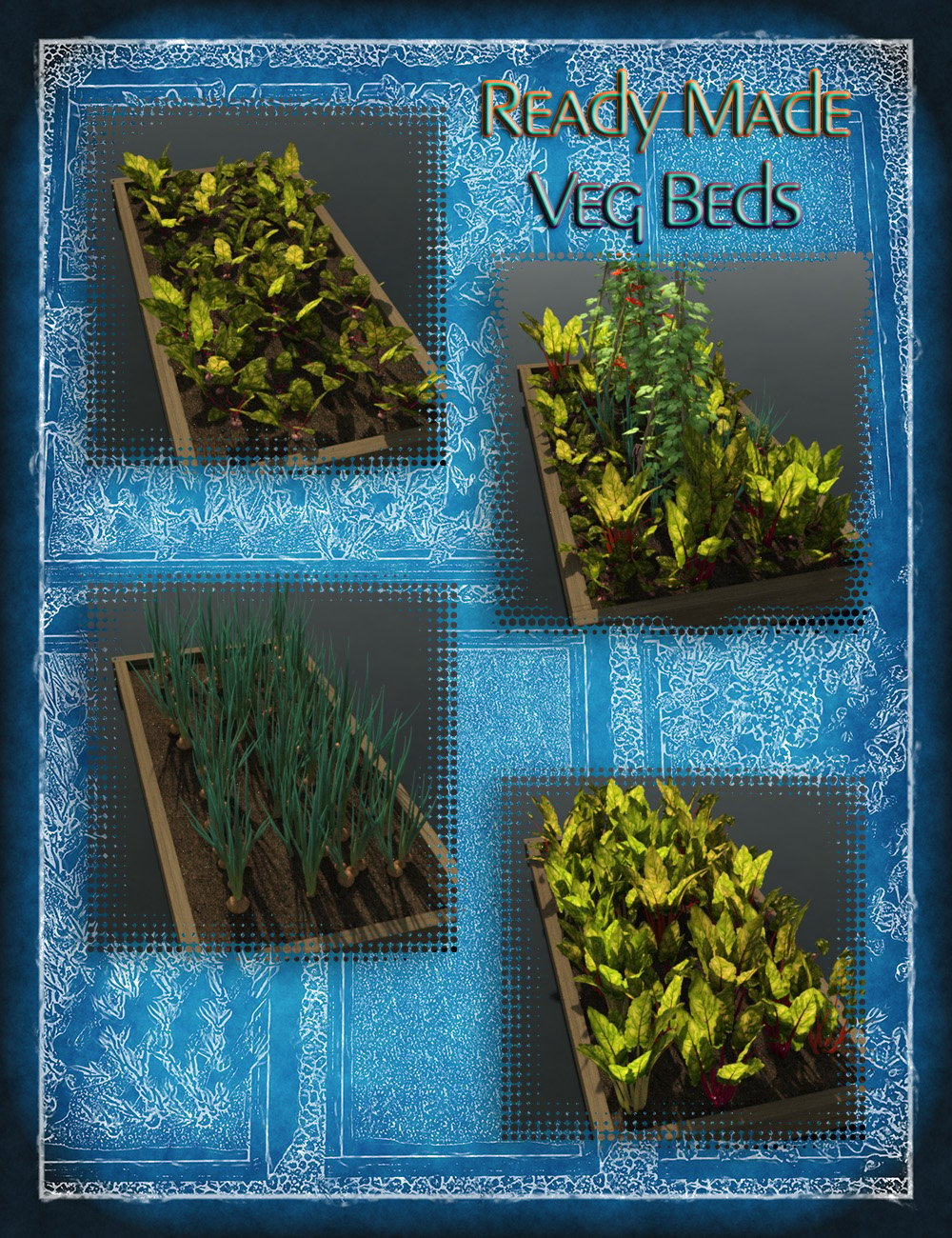 Vegetable Plot - Veg Plants and Raised Beds for Iray by: MartinJFrost, 3D Models by Daz 3D