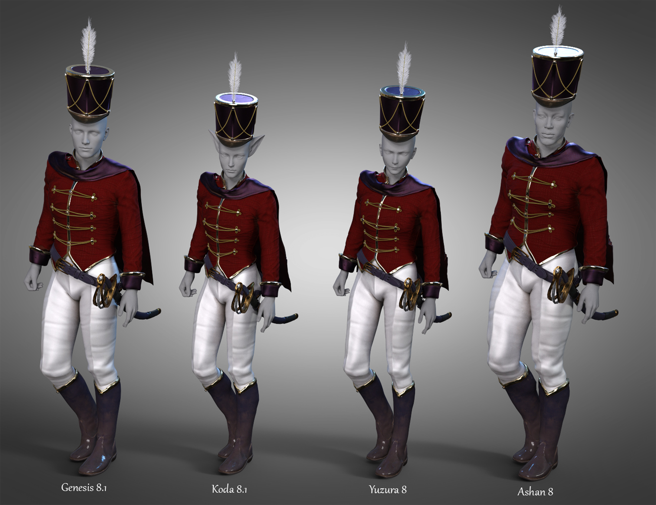 Nutcracker Uniform for Genesis 8.1 Males by: JoeQuick, 3D Models by Daz 3D