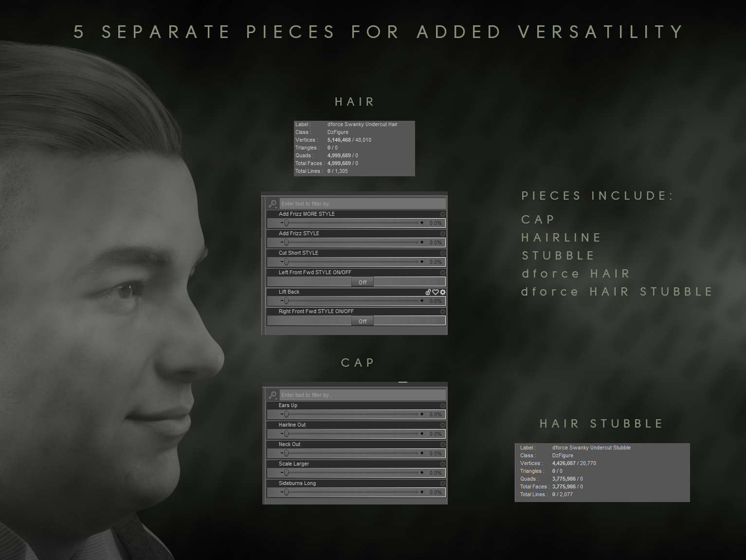 dForce Swanky Undercut Hair for Genesis 3, 8, and 8.1 Males dForce Swanky Undercut Hair for Genesis 3, 8, and 8.1 Males by: chevybabe25, 3D Models by Daz 3D