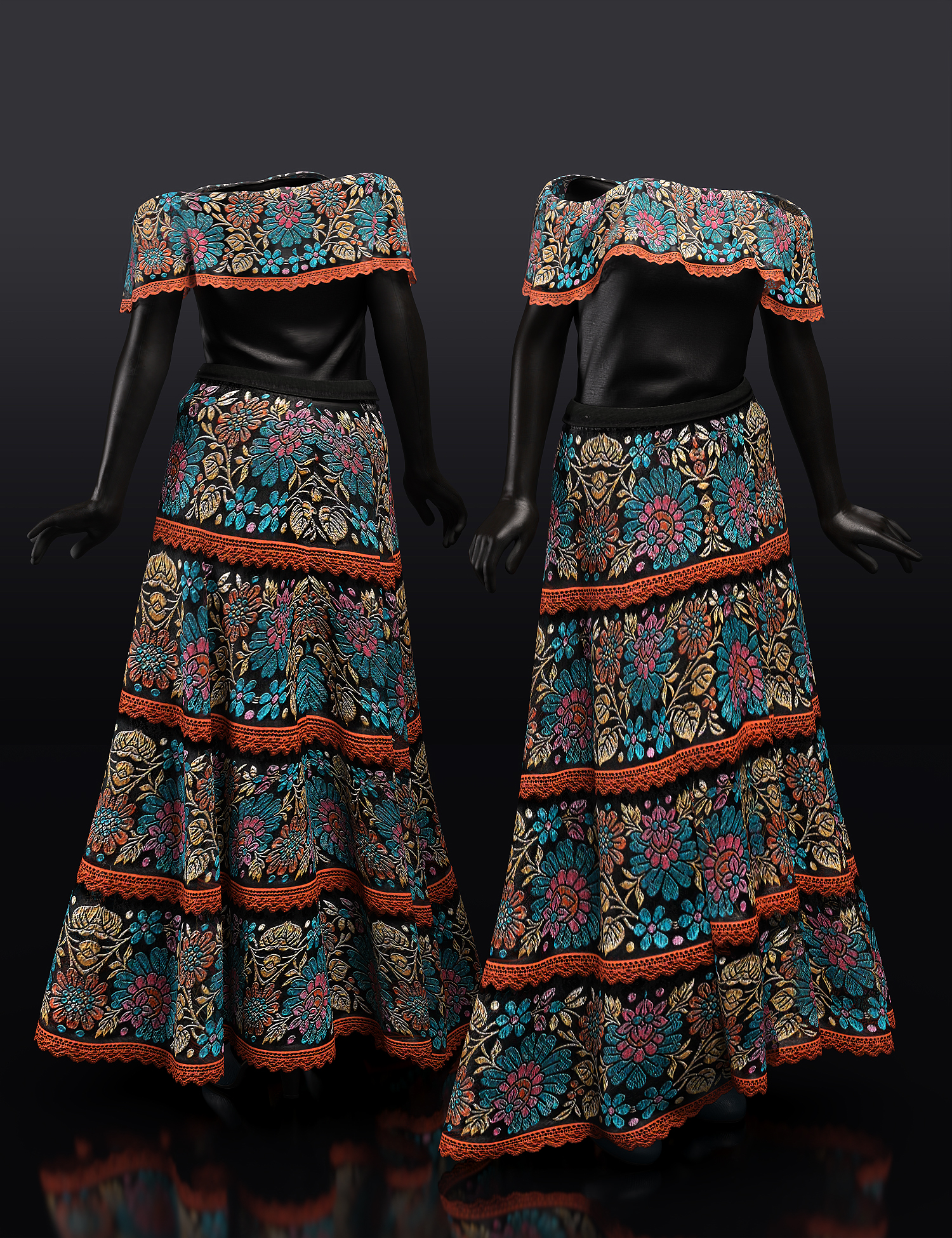 dForce Dia de los Muertos Outfit Textures by: Shox-Design, 3D Models by Daz 3D