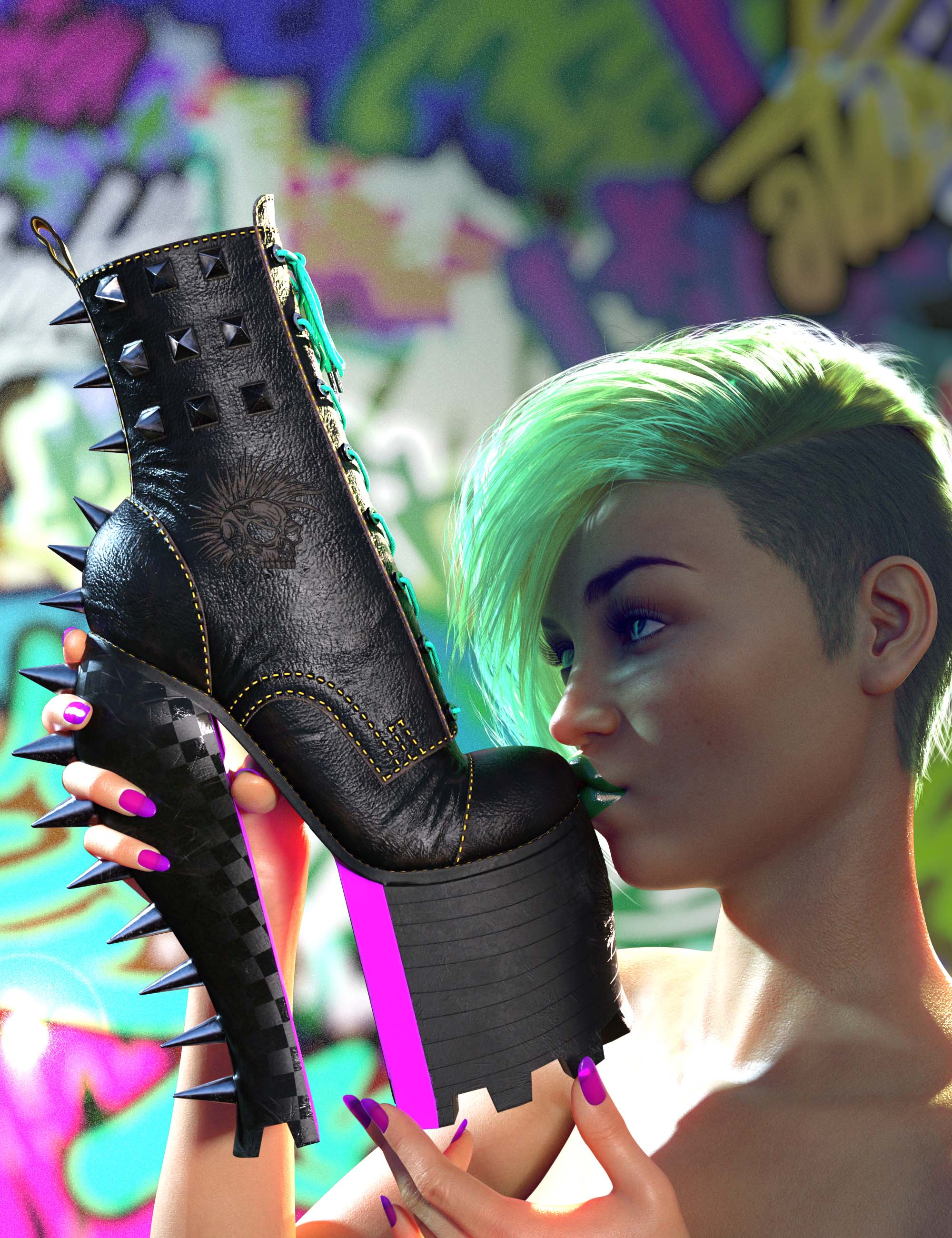 Mohawk Boots for Genesis 8 and 8.1 Females