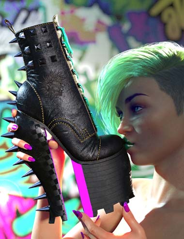 Mohawk Boots for Genesis 8 and 8.1 Females by: Punkish, 3D Models by Daz 3D